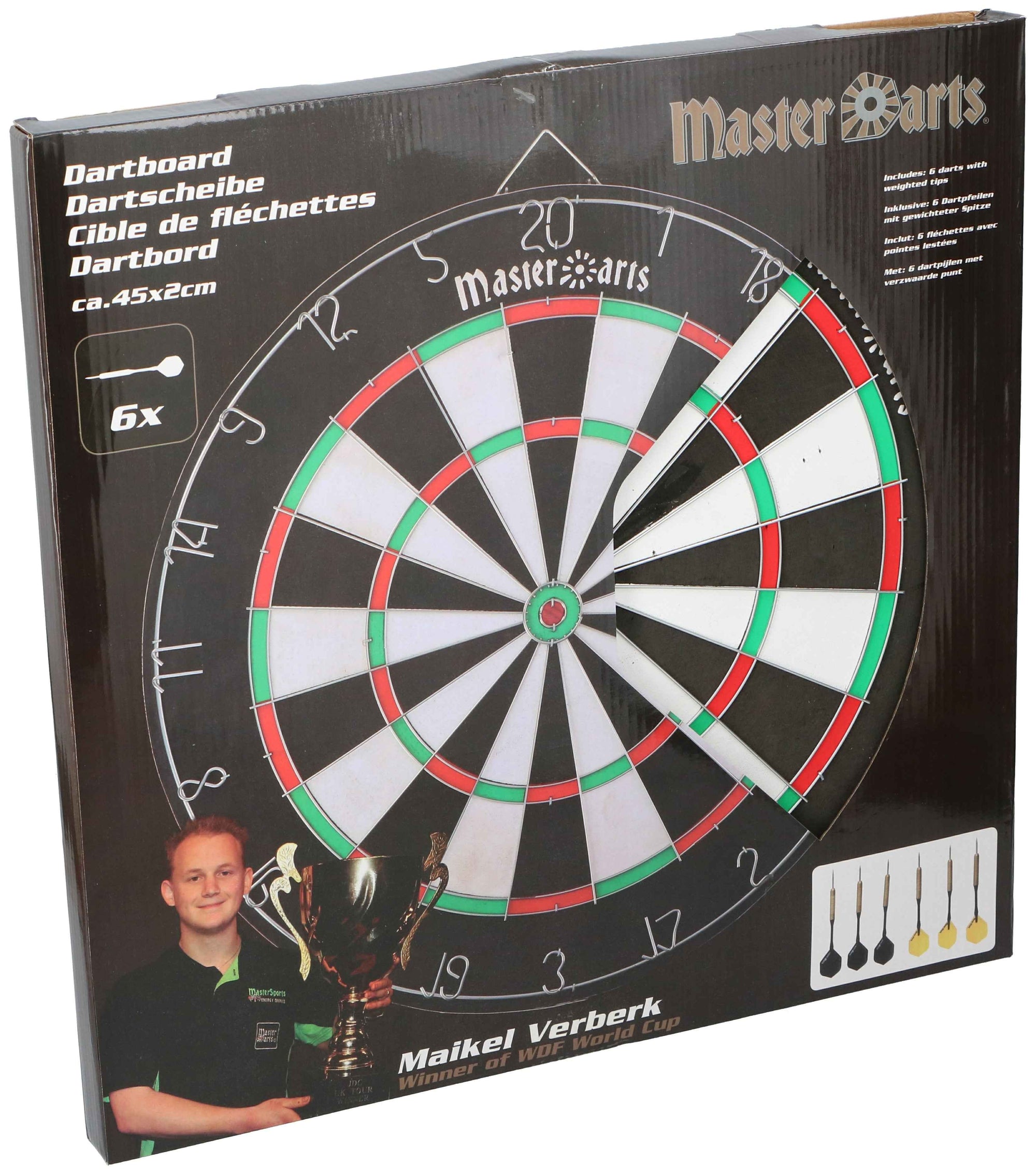 MASTERDARTS DARTBORD Ø45CM MET 6 PIJLEN - Tuincentrum Lopik