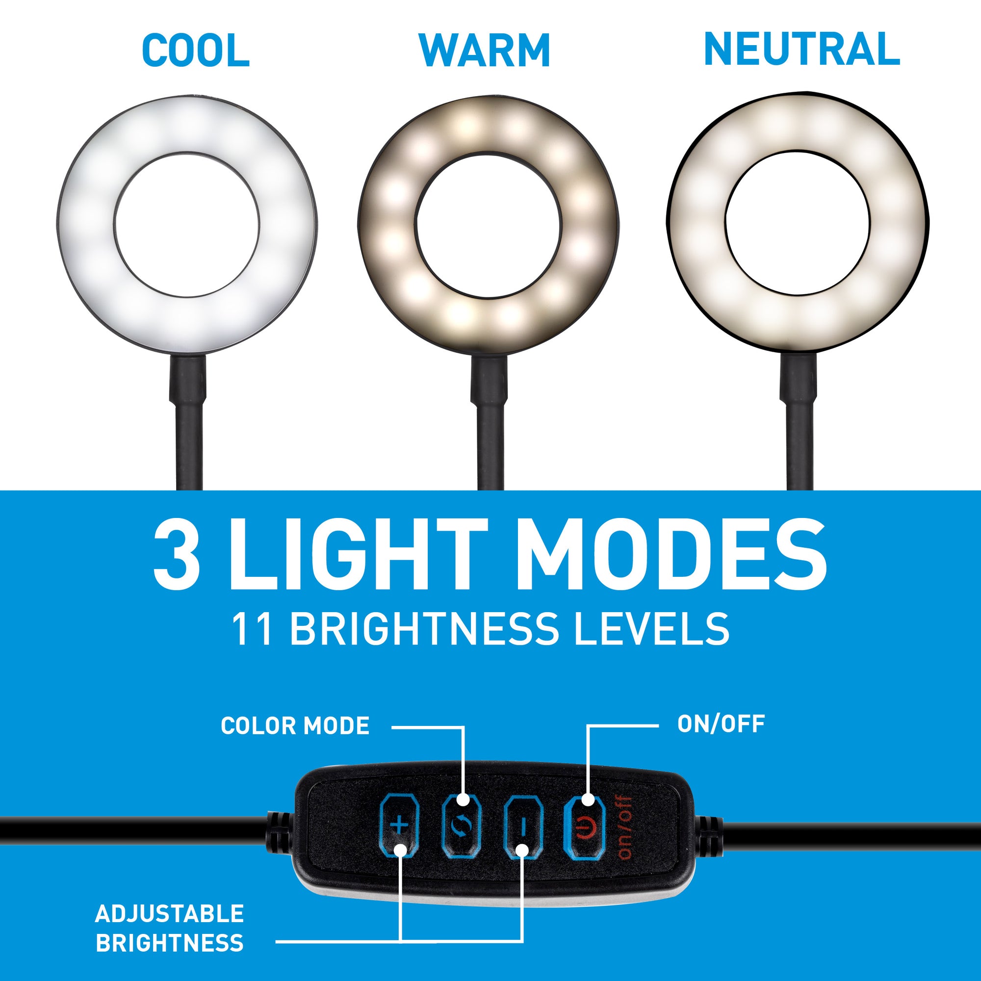 GRUNDIG SELFIE STUDIO RINGLAMP 2-IN-1 MET TAFELKLEM - Tuincentrum Lopik