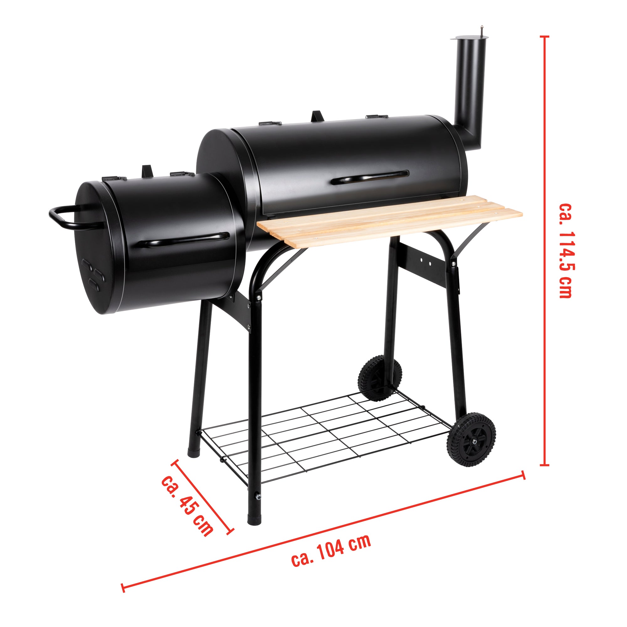 BBQ COLLECTION GRILL SMOKER HOUTSKOOL 104X58X114CM - Tuincentrum Lopik