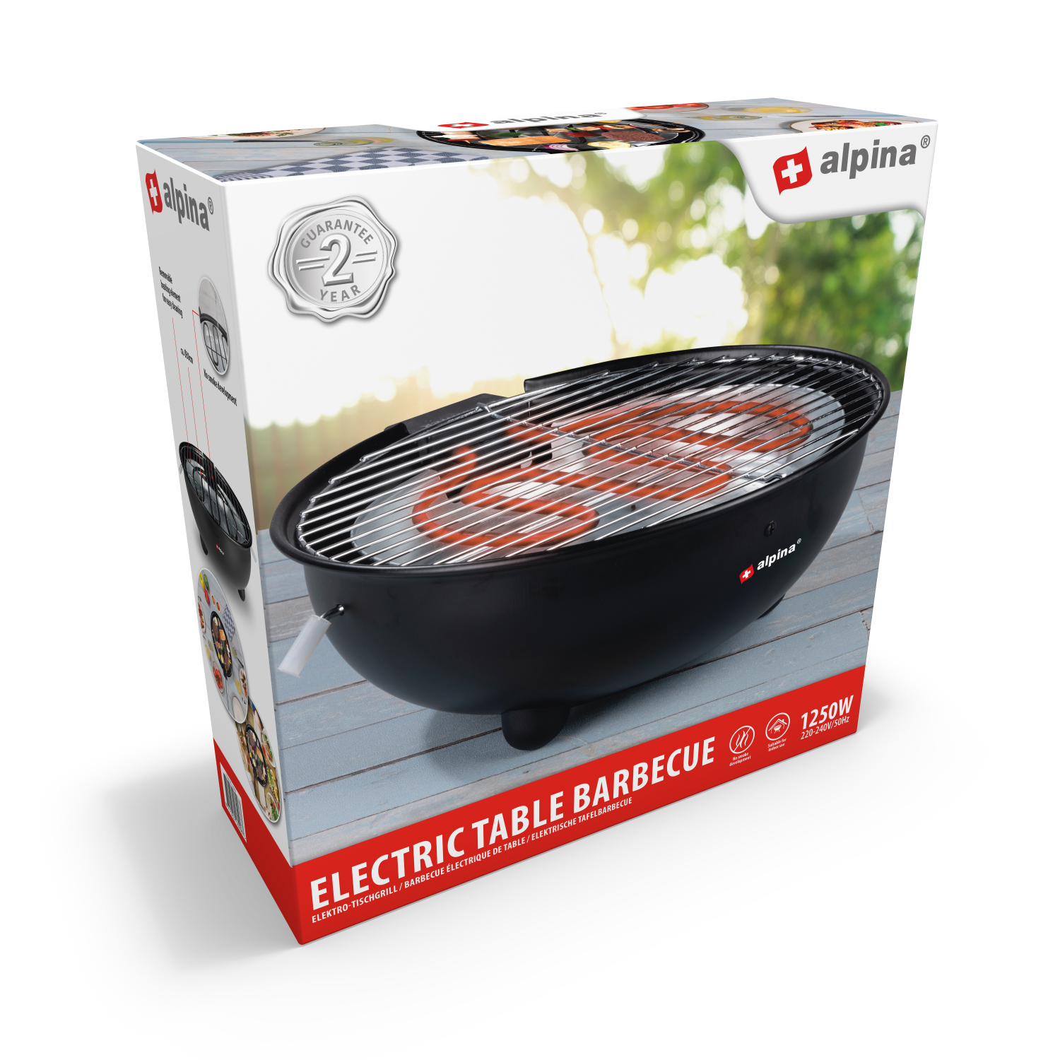 ALPINA ELEKTRISCHE TAFEL BARBECUE COMPACT EN GEBRUIKSVRIENDELIJK - Tuincentrum Lopik
