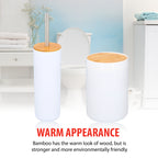 ALPINA BADKAMER & TOILET SET 6-DELIG WIT MET BAMBOE - Tuincentrum Lopik