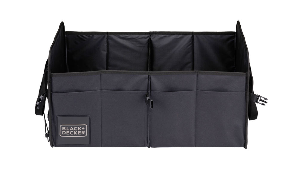 BLACK+DECKER KOFFERBAK ORGANIZER OPVOUWBAAR 59X36X30CM 2 VAKKEN ZWART - Tuincentrum Lopik