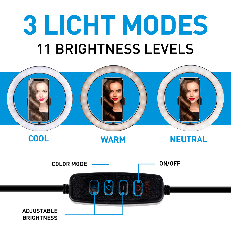 GRUNDIG SELFIE RINGLAMP OP STATIEF 25CM 120 LED - Tuincentrum Lopik