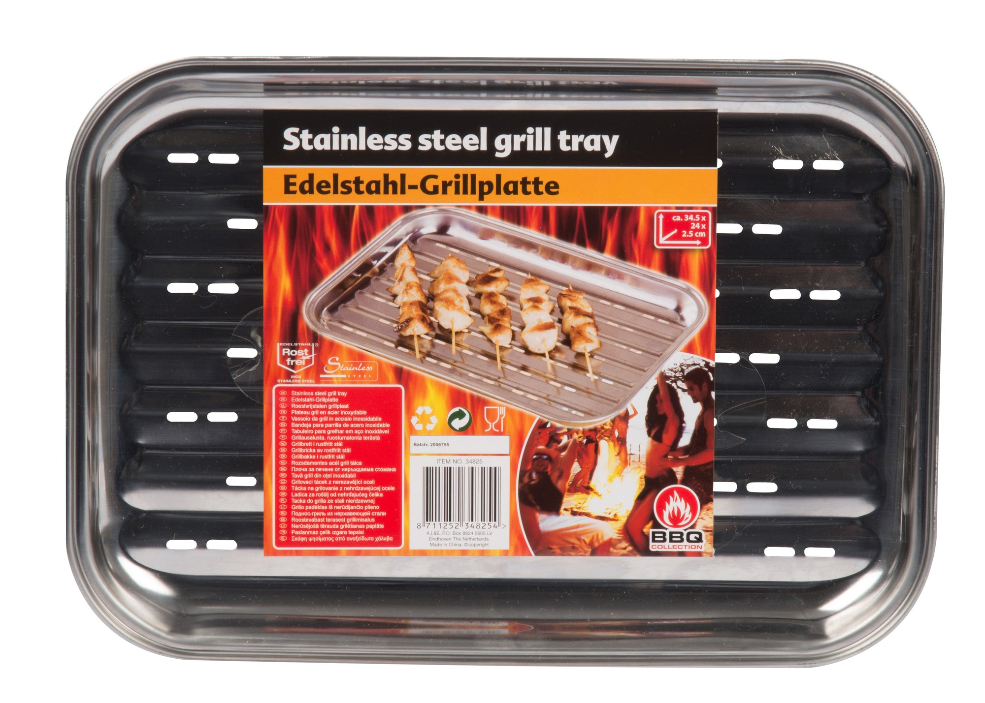BBQ COLLECTION GRILLPAN ROESTVRIJ STAAL 34,5X24,5X2,7CM - Tuincentrum Lopik