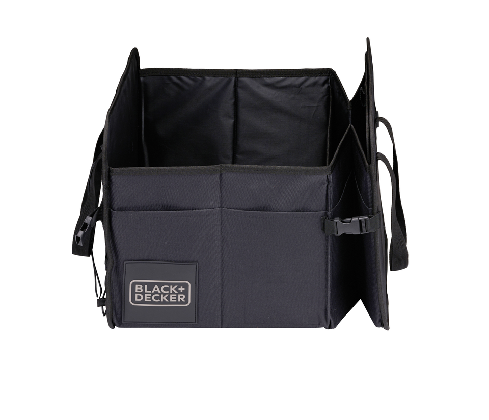 BLACK+DECKER KOFFERBAK ORGANIZER OPVOUWBAAR 59X36X30CM 2 VAKKEN ZWART - Tuincentrum Lopik