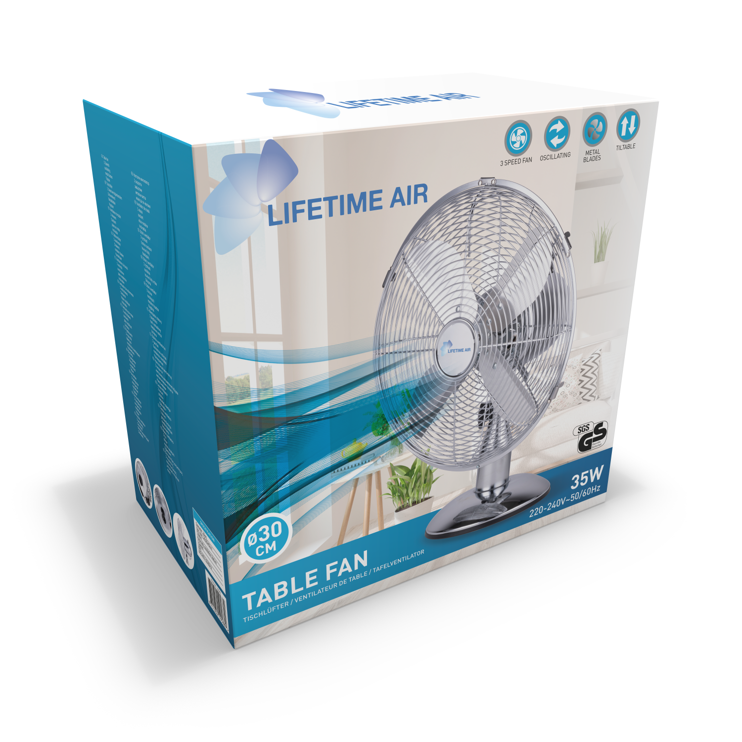 LIFETIME AIR TAFELVENTILATOR 30CM CHROOM RETRO - Tuincentrum Lopik
