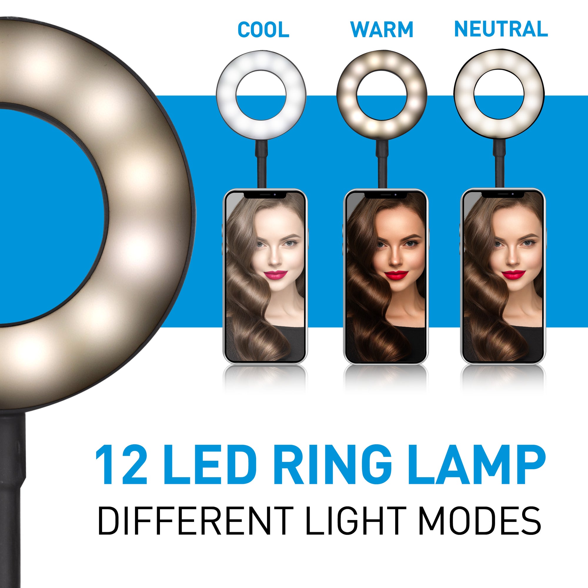 GRUNDIG SELFIE STUDIO RINGLAMP 2-IN-1 MET TAFELKLEM - Tuincentrum Lopik