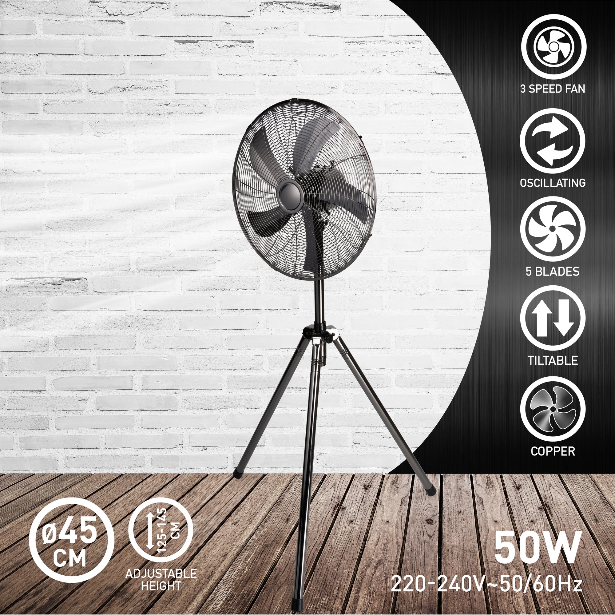 LIFETIME AIR STATIEFVENTILATOR 45 CM 50W ZILVER - Tuincentrum Lopik