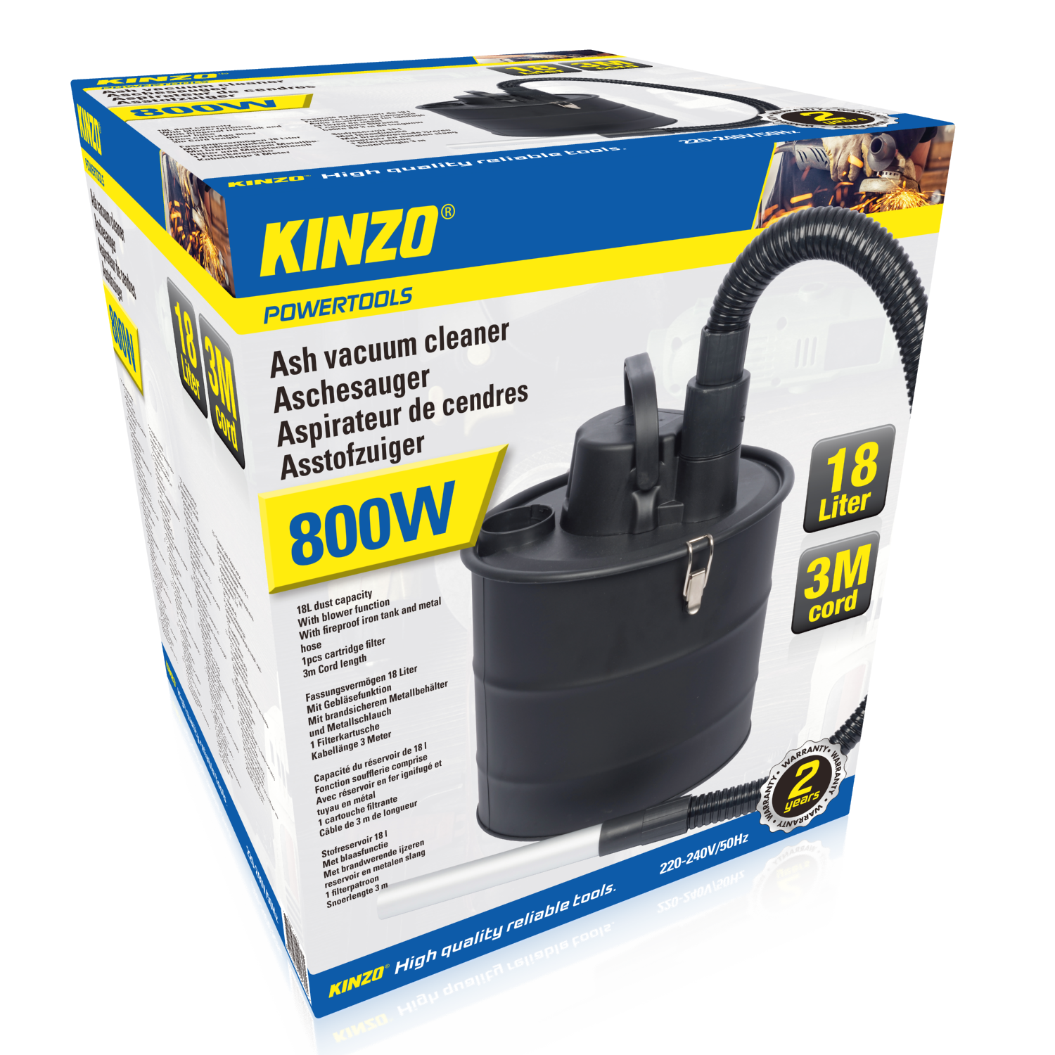 KINZO ASZUIGER 800W KRACHTIGE STOFZUIGER VOOR OPEN HAARD EN KACHEL - Tuincentrum Lopik