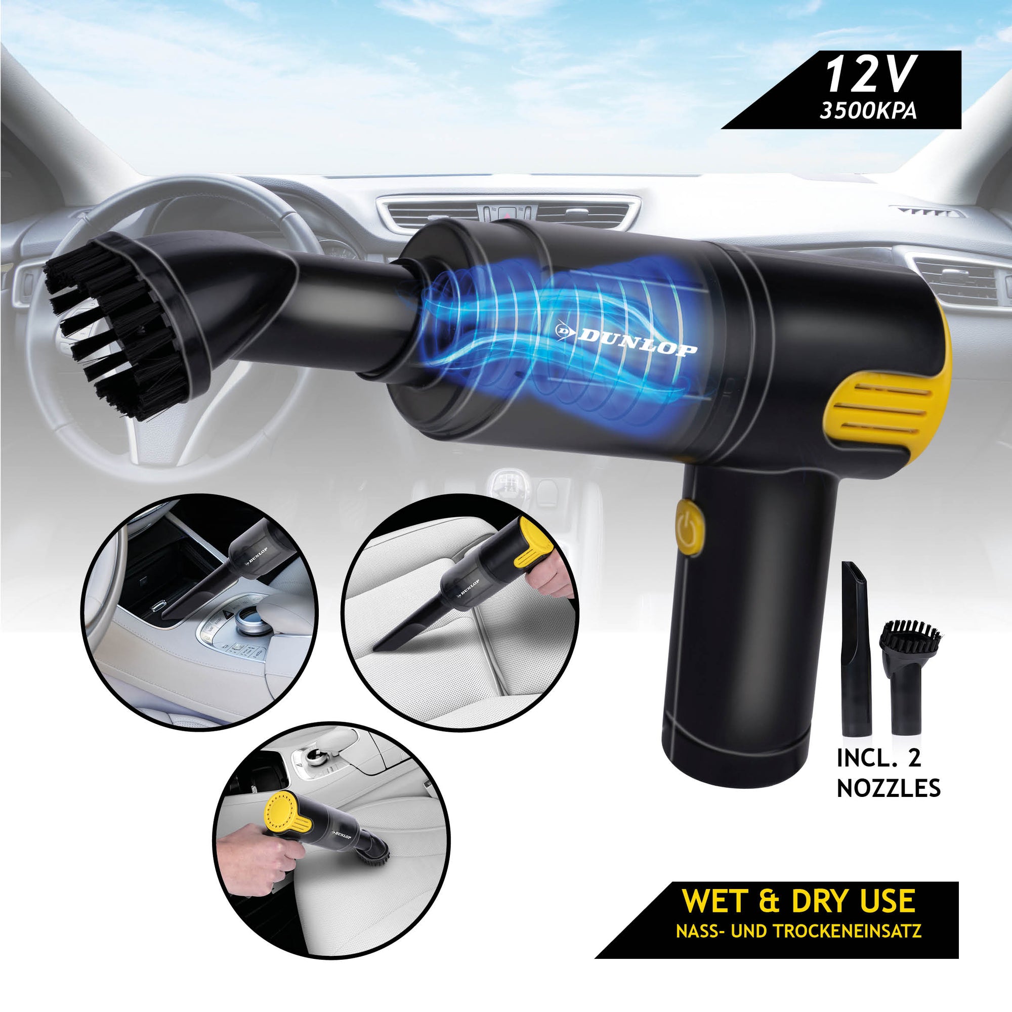 DUNLOP AUTOSTOFZUIGER 12V COMPACTE KRUIMELZUIGER - Tuincentrum Lopik