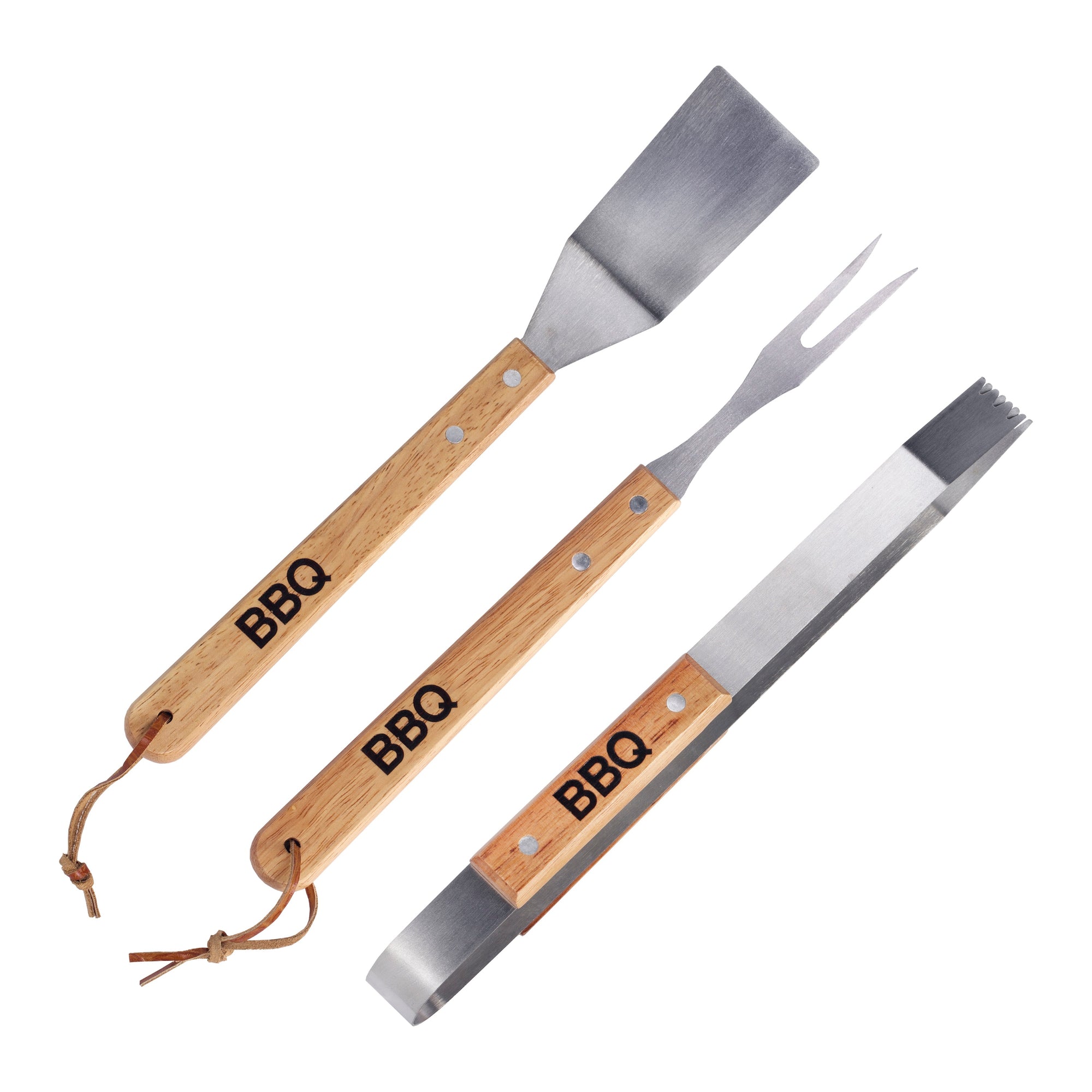 BBQ COLLECTION BBQ GEREEDSCHAPSSET 3-DELIG ROESTVRIJ STAAL/EIKENHOUT - Tuincentrum Lopik