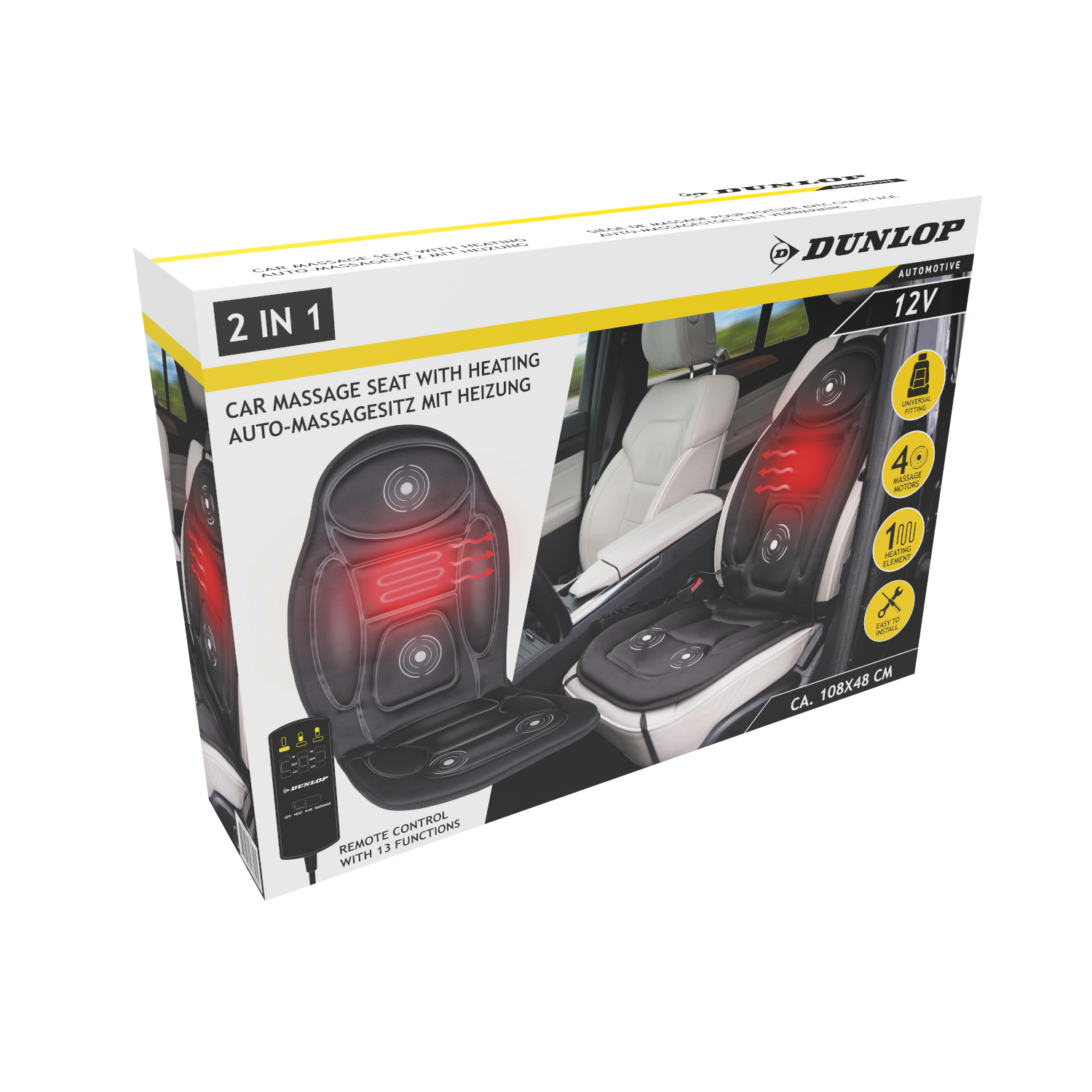 DUNLOP MASSAGESTOEL AUTO MET VERWARMING 108X48CM - Tuincentrum Lopik