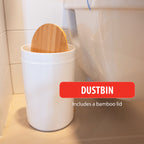 ALPINA BADKAMER & TOILET SET 6-DELIG WIT MET BAMBOE - Tuincentrum Lopik