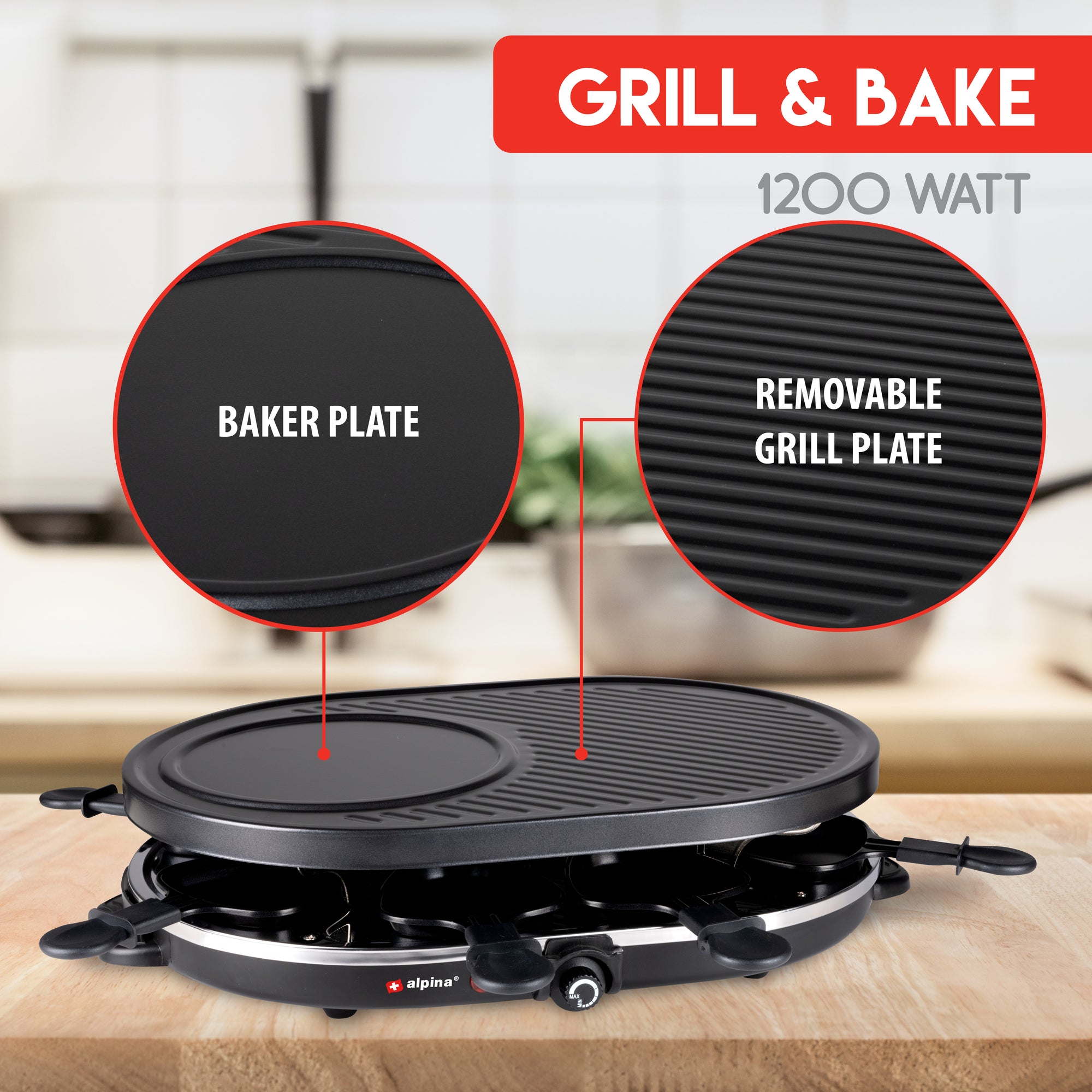 ALPINA RACLETTE GRILL GOURMET 8 PERSONEN - Tuincentrum Lopik