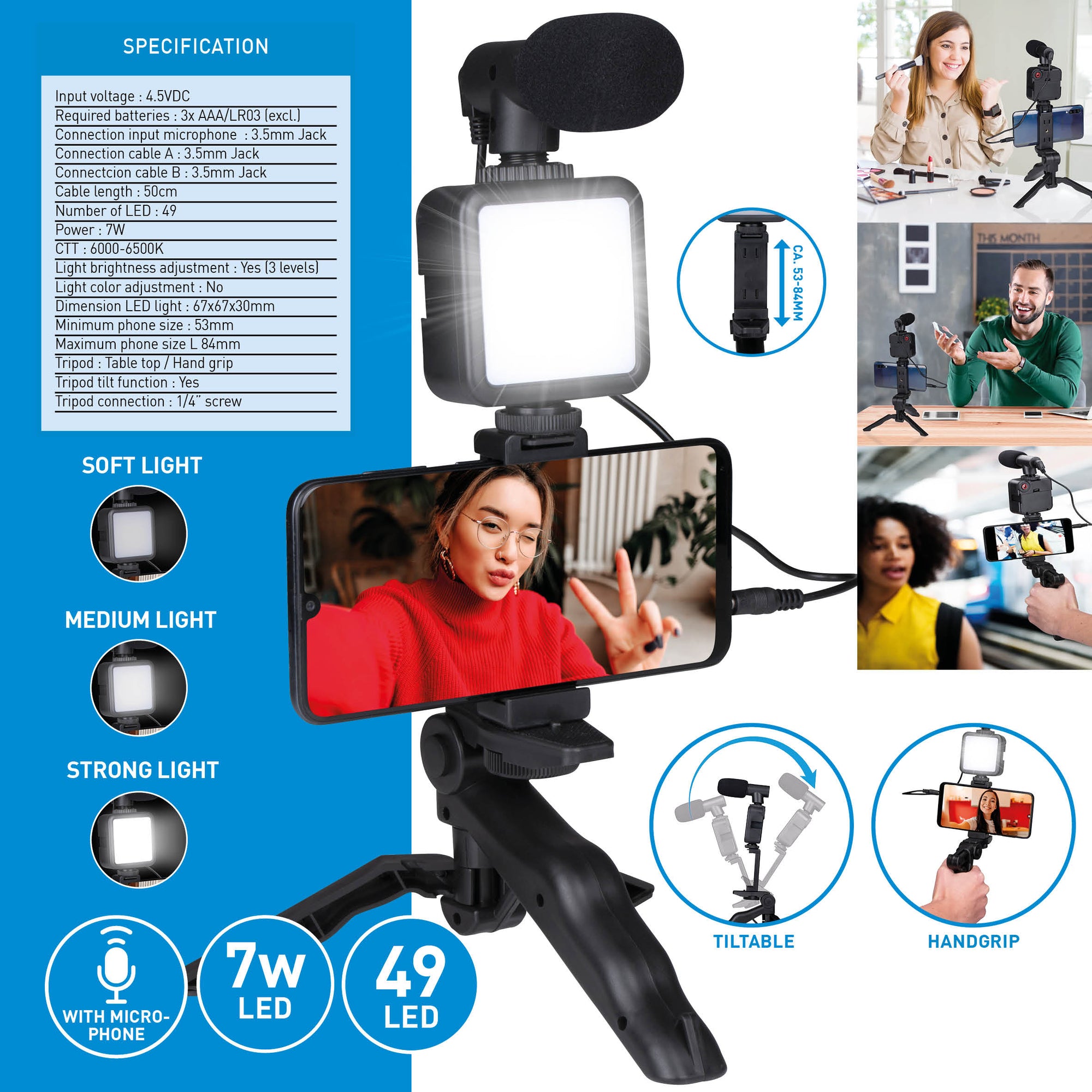 GRUNDIG TELEFOON STATIEF MET LED LAMP EN MICROFOON 49 LED - Tuincentrum Lopik