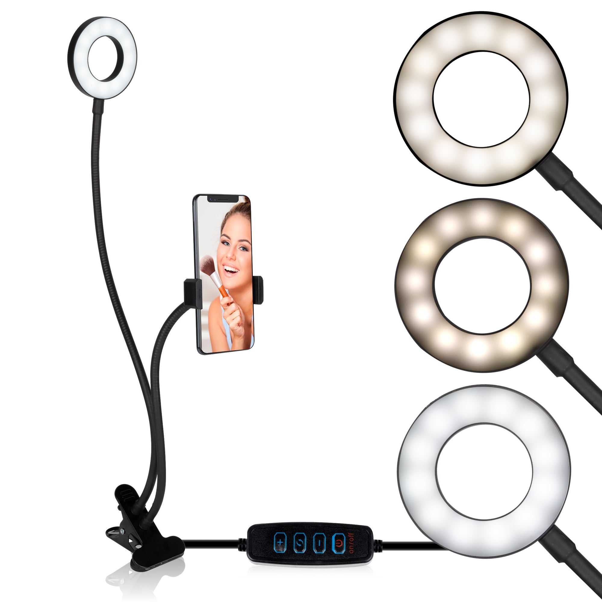 GRUNDIG SELFIE STUDIO RINGLAMP 2-IN-1 MET TAFELKLEM - Tuincentrum Lopik