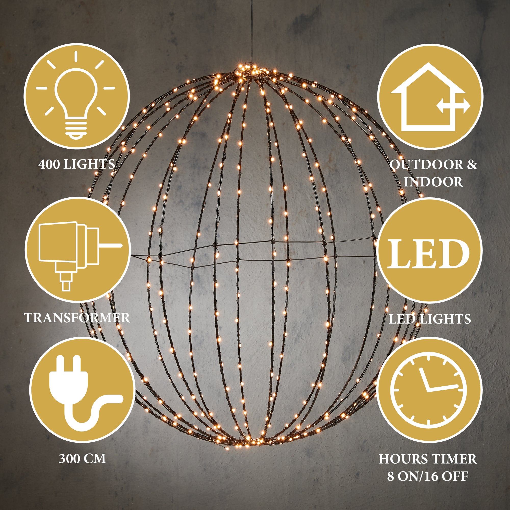 GIFTSOME LICHTBOL KERSTVERLICHTING 400 LED Ø60CM WARM WIT - Tuincentrum Lopik