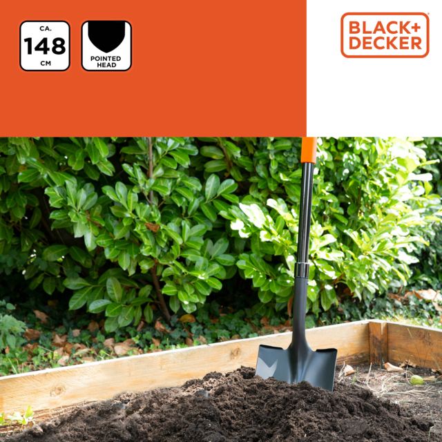 BLACK+DECKER SPADE GLASVEZEL 148CM ROESTVRIJ KOOLSTOFSTAAL - Tuincentrum Lopik
