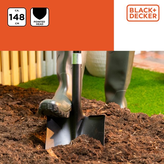 BLACK+DECKER SPADE GLASVEZEL 148CM ROESTVRIJ KOOLSTOFSTAAL - Tuincentrum Lopik