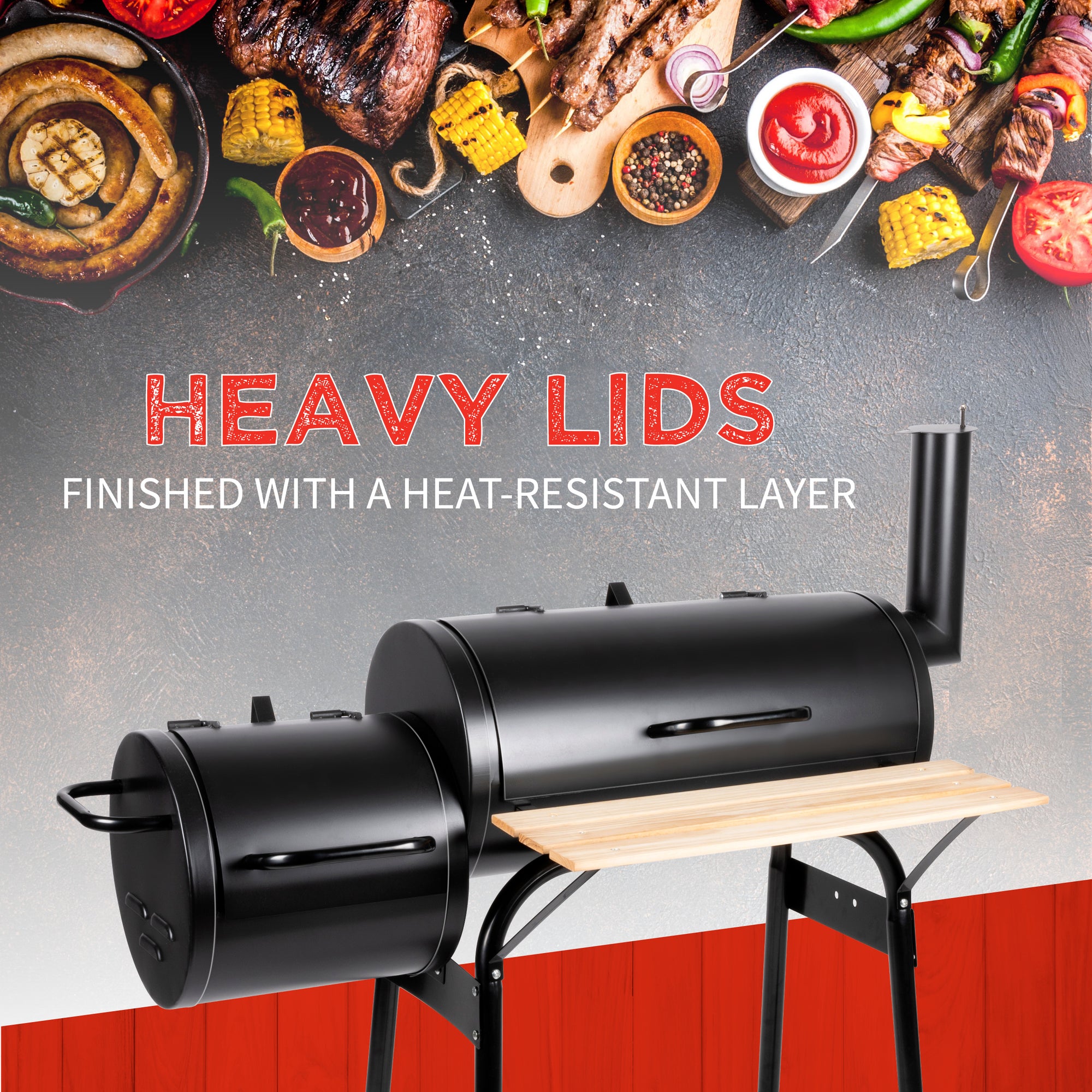 BBQ COLLECTION GRILL SMOKER HOUTSKOOL 104X58X114CM - Tuincentrum Lopik