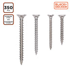 BLACK+DECKER SPAANPLAATSCHROEVEN SET RVS 350 STUKS - Tuincentrum Lopik