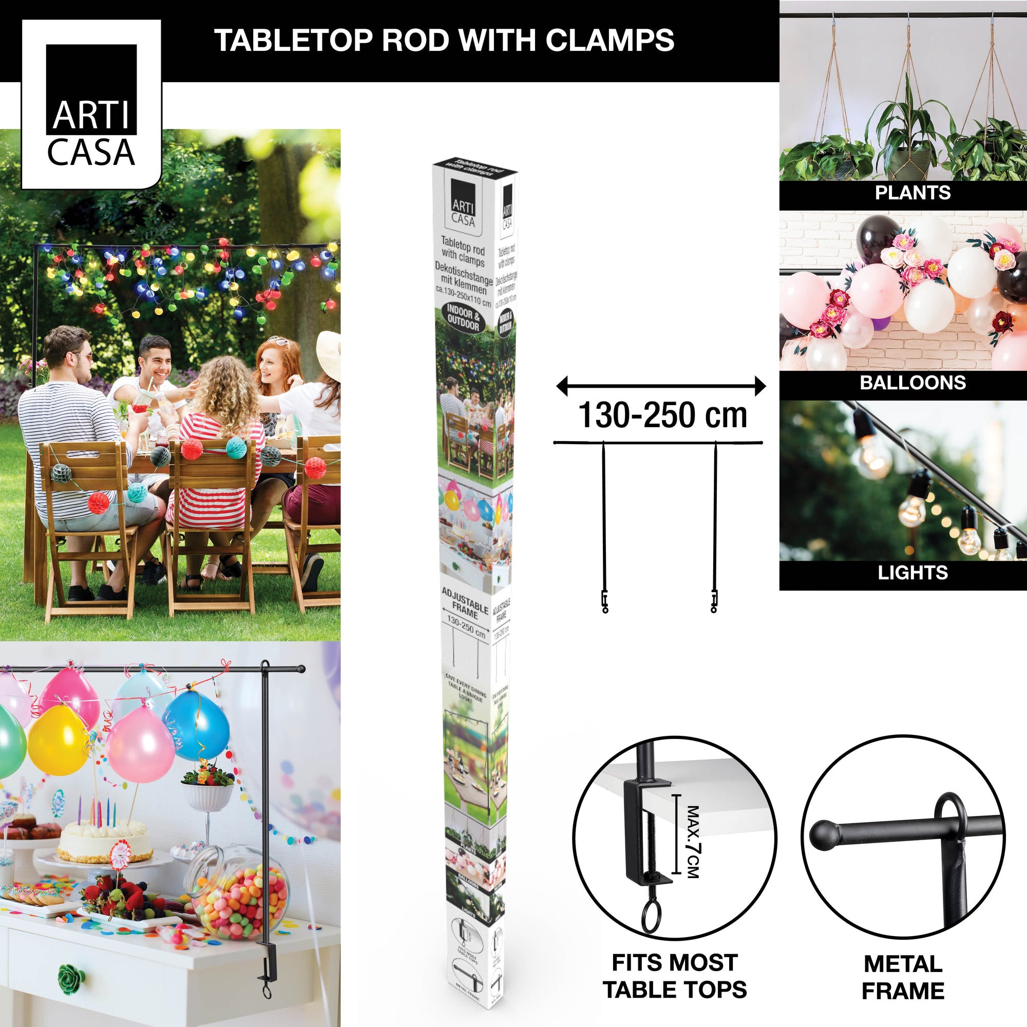 ARTI CASA TAFELKLEM DECORATIEFRAME 130-250CM ZWART - Tuincentrum Lopik