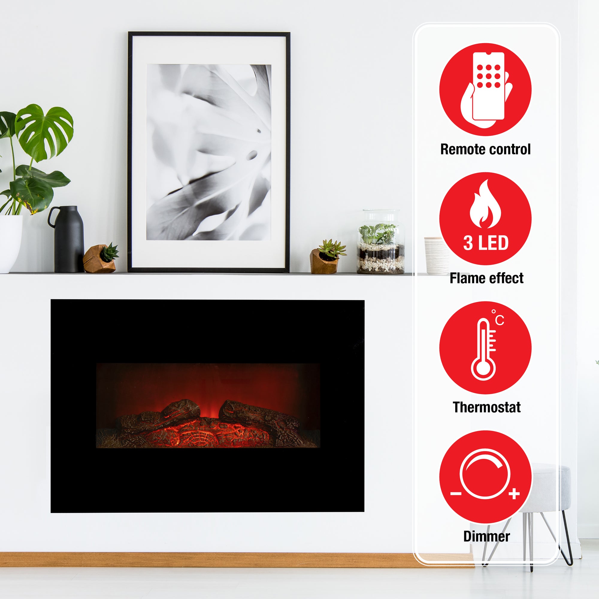CLASSIC FIRE WANDHAARD MEMPHIS LED 80CM MET VERWARMING EN VLAMEFFECT - Tuincentrum Lopik