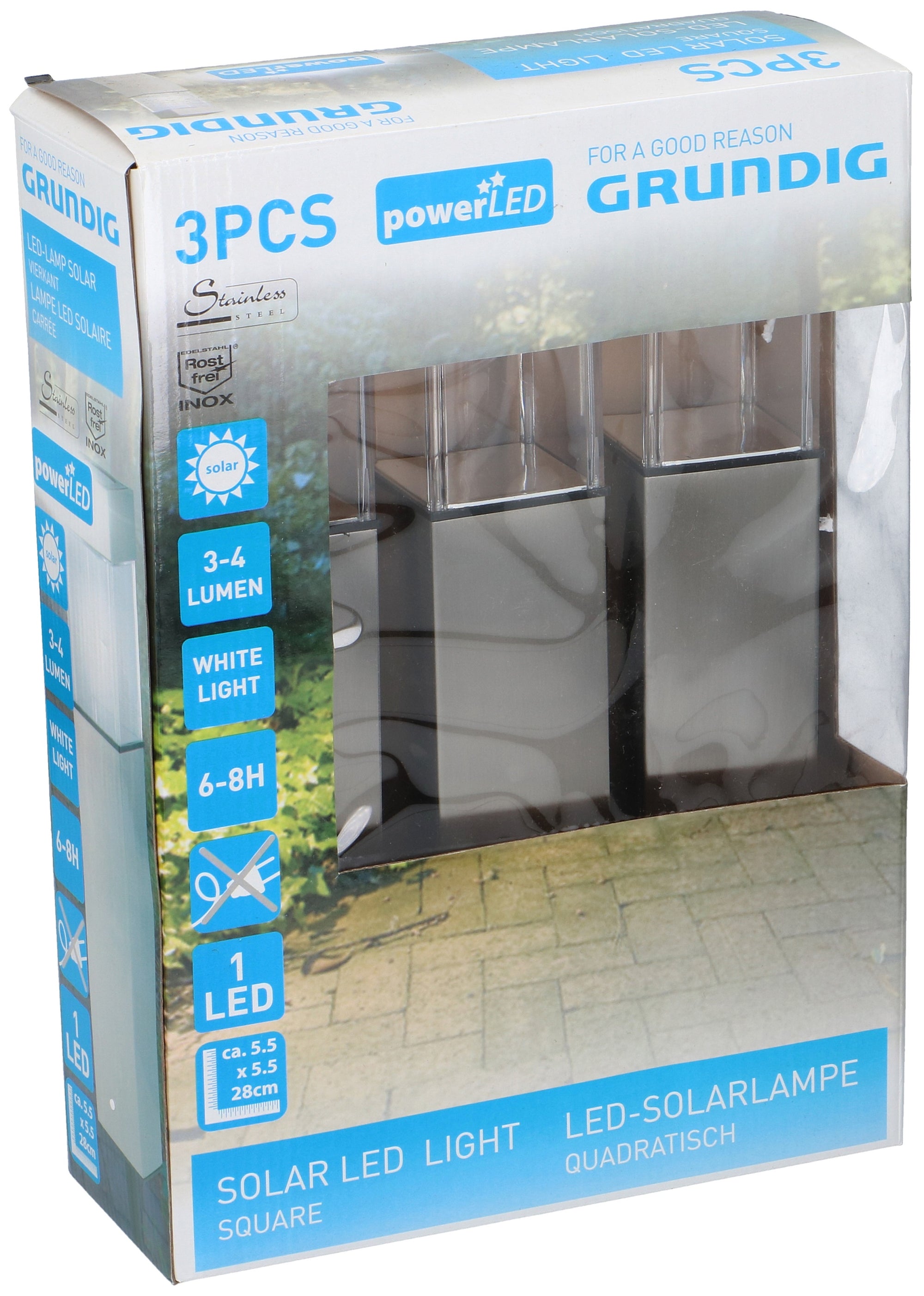 GRUNDIG SOLAR LIGHT SQUARE 3PC TUINVERLICHTING - Tuincentrum Lopik