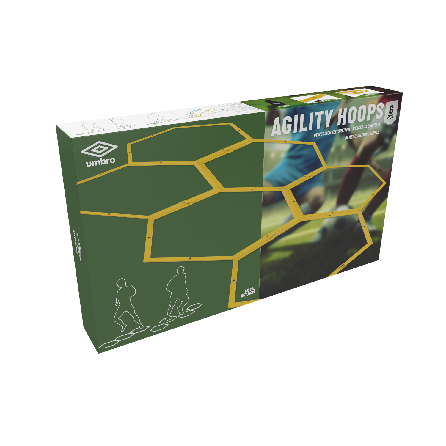 UMBRO AGILITY HOEPELS SET VAN 6 HEXAGONS 57,5CM - Tuincentrum Lopik