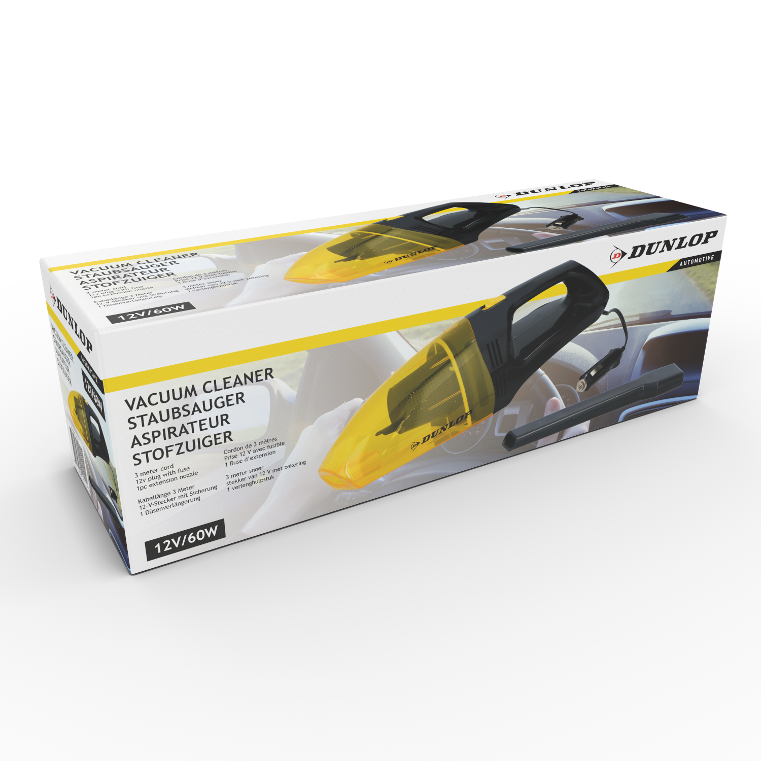 DUNLOP AUTOSTOFZUIGER 12V 60W  KRACHTIGE KRUIMELZUIGER MET 3M SNOER - Tuincentrum Lopik