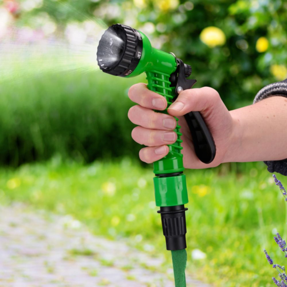 KINZO FLEXIBELE TUINSLANG ELASTISCH 5–10 METER GRIJS/GROEN - Tuincentrum Lopik
