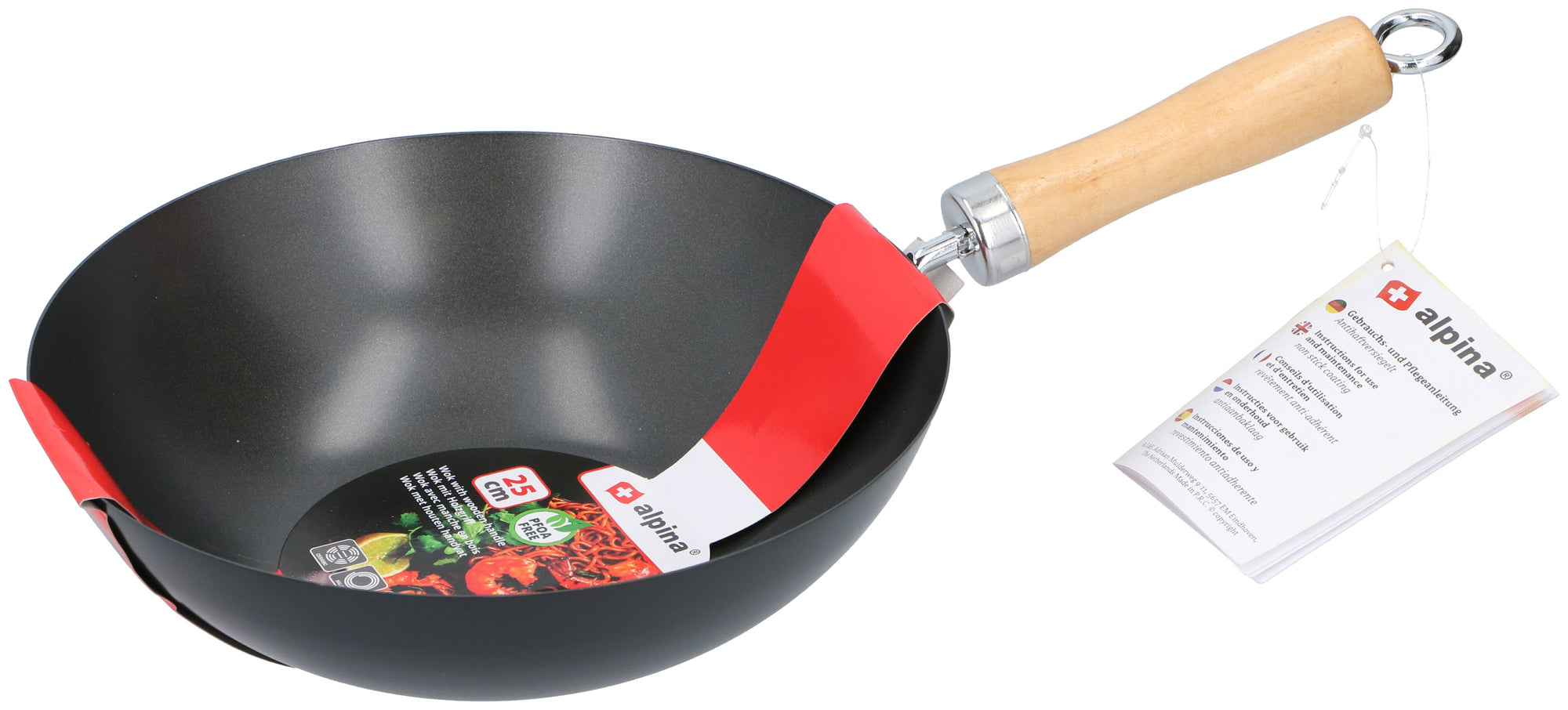 ALPINA WOKPAN Ø25CM MET HOUTEN HANDVAT - Tuincentrum Lopik