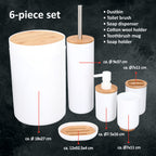 ALPINA BADKAMER & TOILET SET 6-DELIG WIT MET BAMBOE - Tuincentrum Lopik