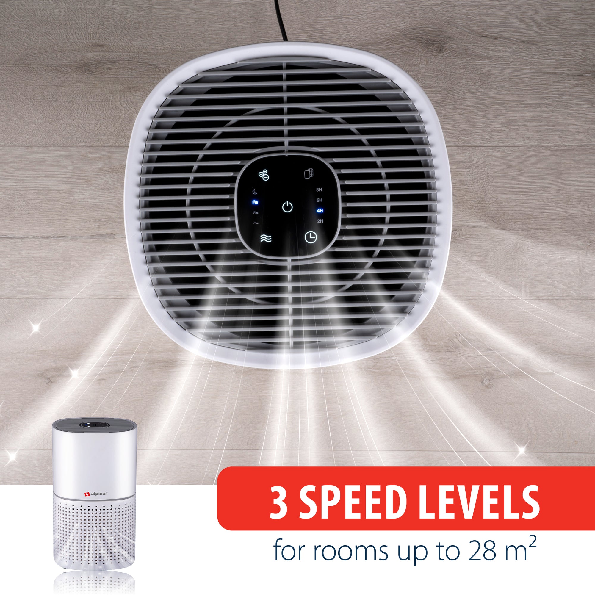 ALPINA LUCHTREINIGER MET HEPA FILTER EN IONISATOR 240M³/H - Tuincentrum Lopik