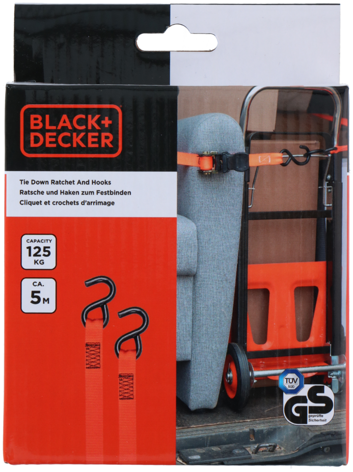 BLACK+DECKER SPANBAND MET RATEL 125KG 5M - Tuincentrum Lopik