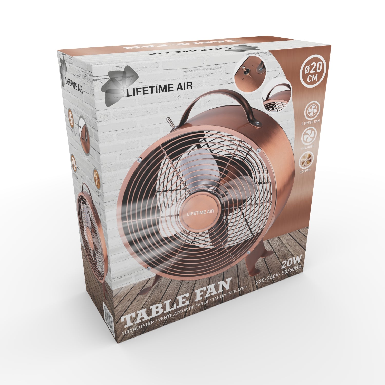 LIFETIME AIR TAFELVENTILATOR 20CM 20W 230V - Tuincentrum Lopik