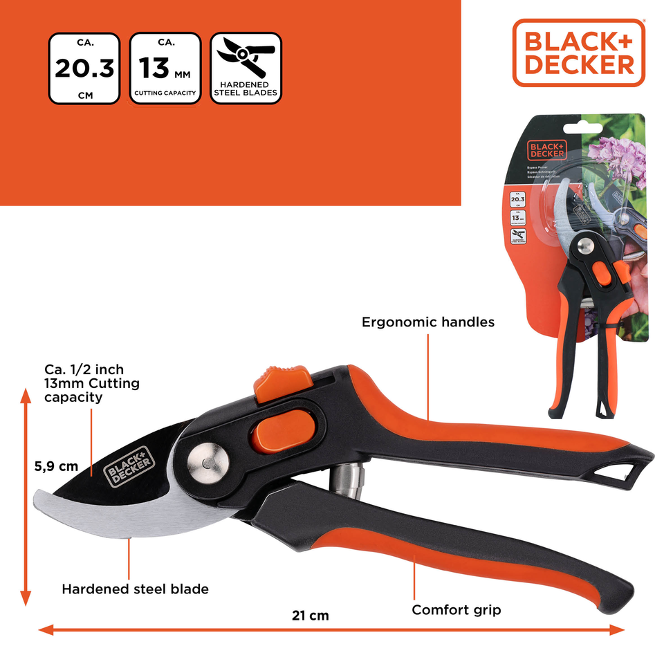 BLACK+DECKER BYPASS PRUNER 20,3CM - Tuincentrum Lopik