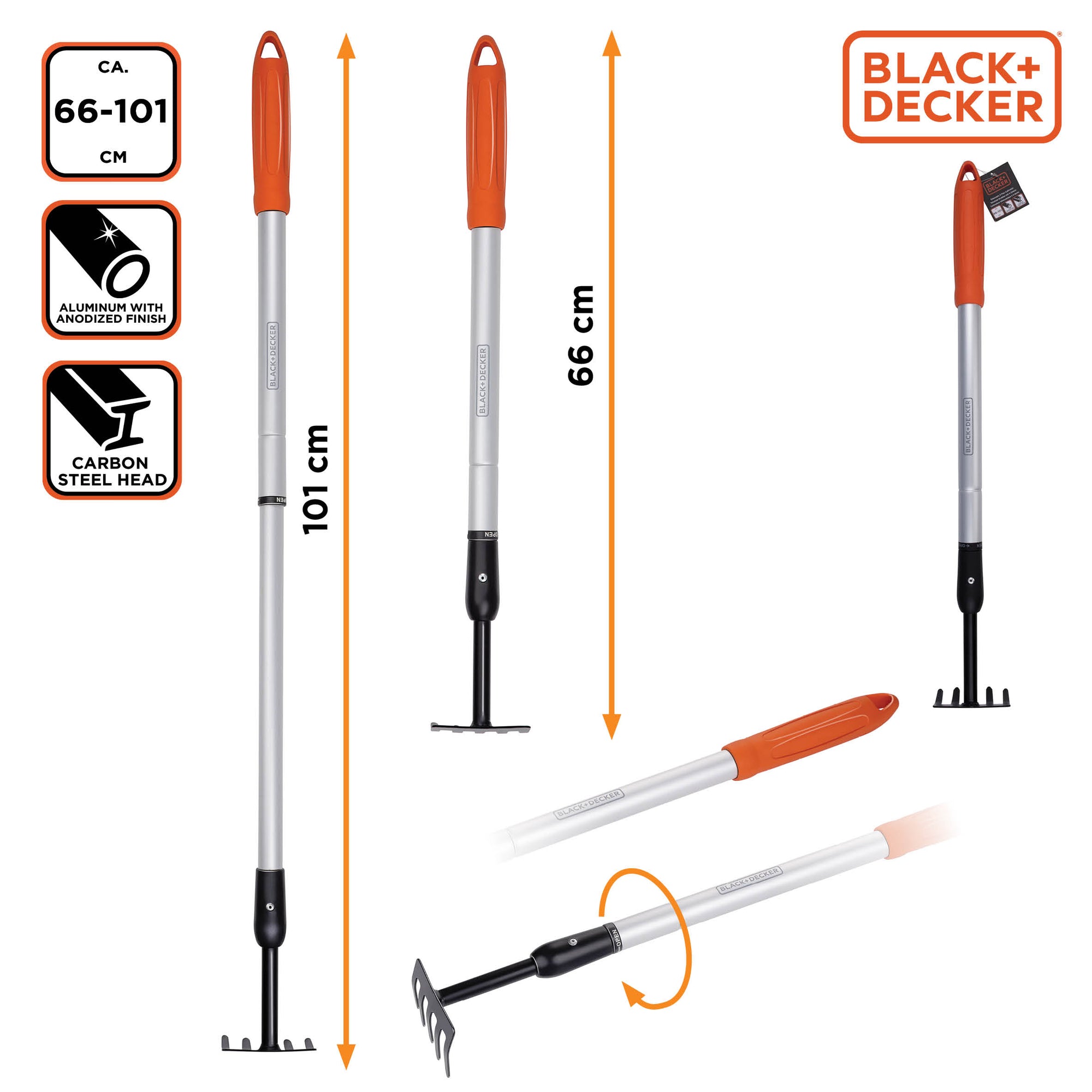 BLACK+DECKER CULTIVATOR 5 TANDEN 66-101CM UITSCHUIFBAAR - Tuincentrum Lopik