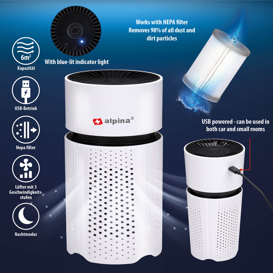 ALPINA LUCHTREINIGER USB 1.5W - Tuincentrum Lopik