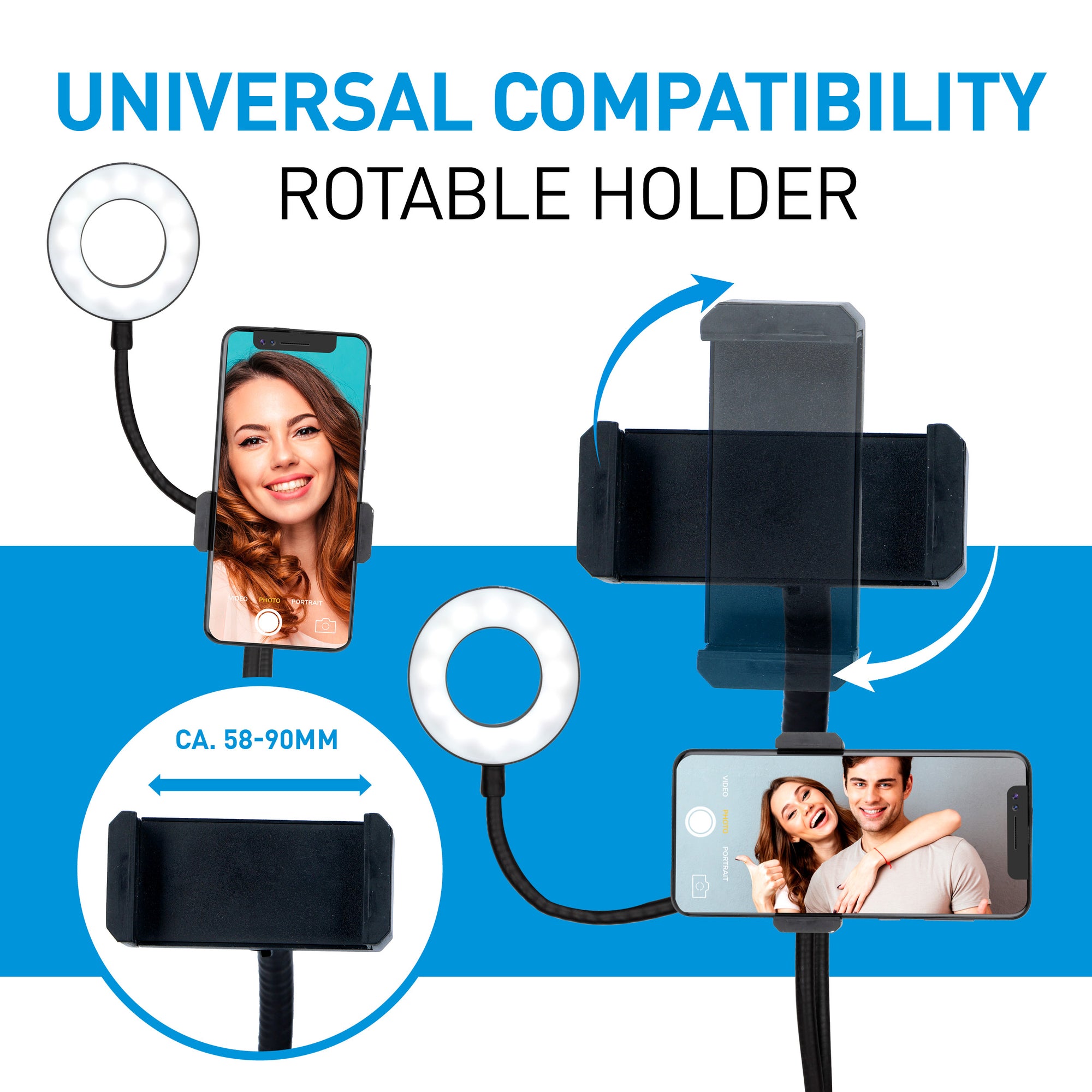 GRUNDIG SELFIE STUDIO RINGLAMP 2-IN-1 MET TAFELKLEM - Tuincentrum Lopik