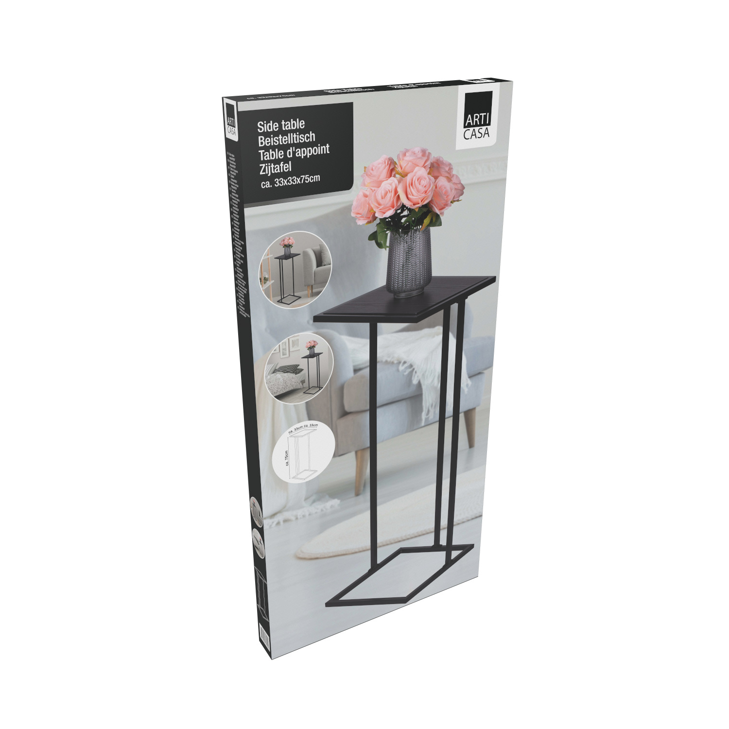 ARTI CASA BIJZETTAFEL INDUSTRIEEL ZWART H75 CM - Tuincentrum Lopik