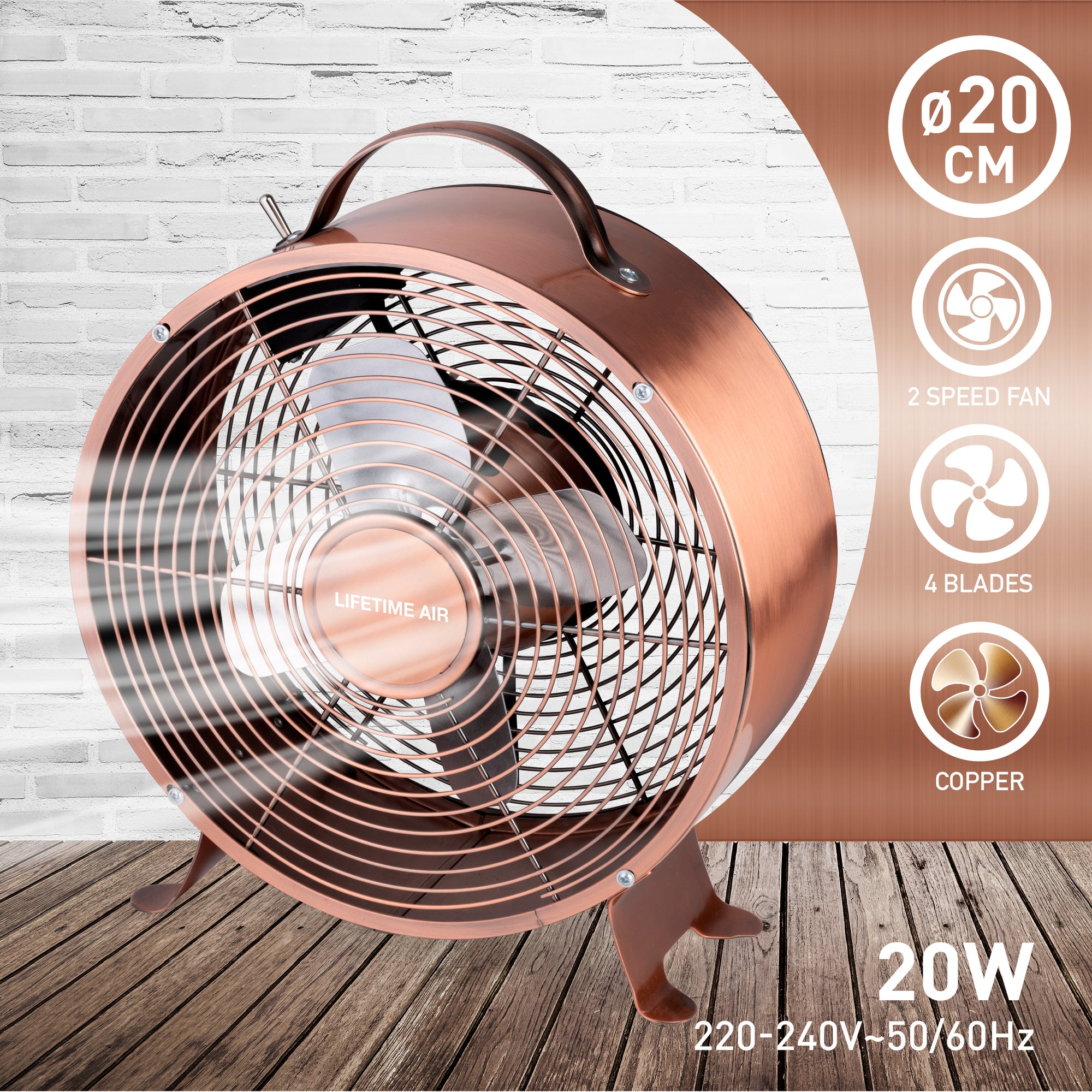 LIFETIME AIR TAFELVENTILATOR 20CM 20W 230V - Tuincentrum Lopik