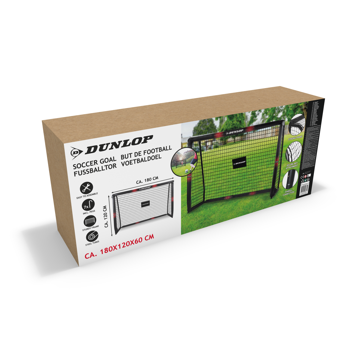 DUNLOP SOCCER GOAL 180X120X60CM VOETBALDOEL STAAL MET NET - Tuincentrum Lopik