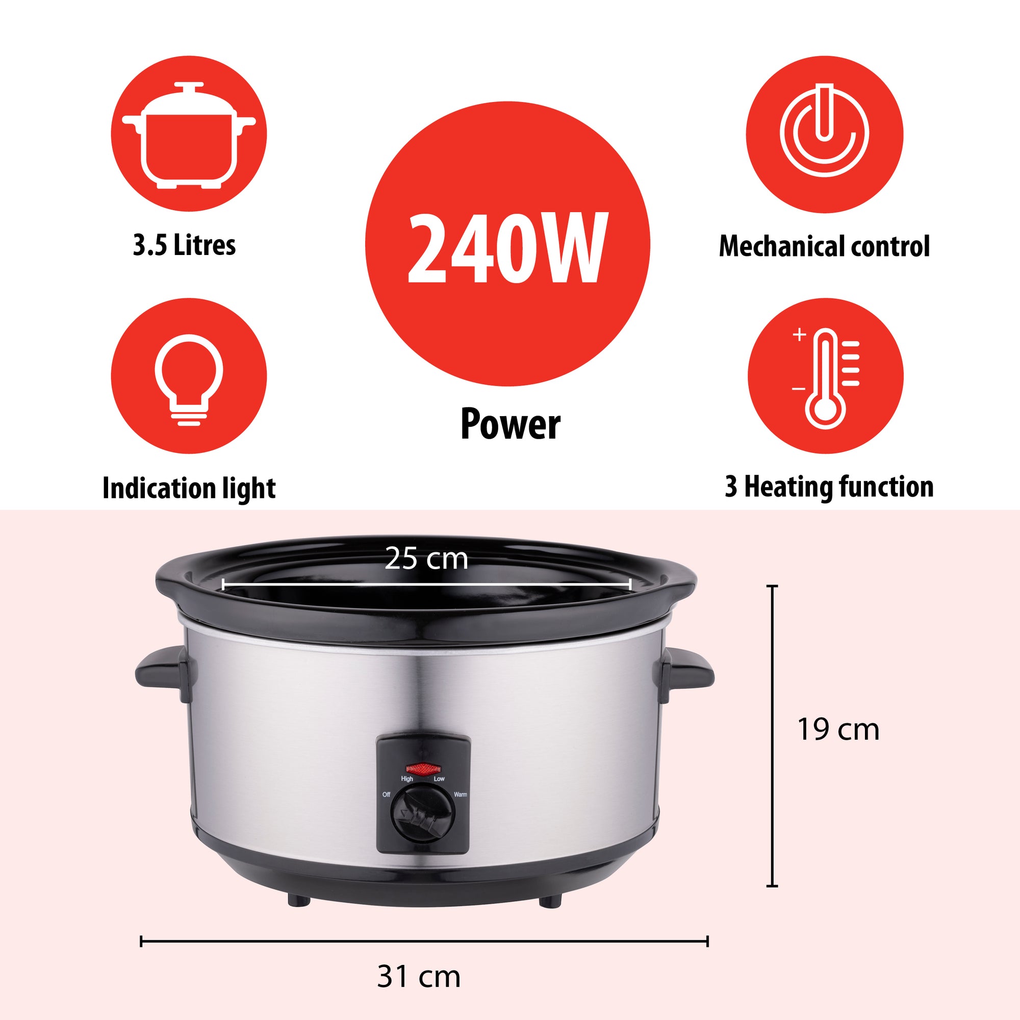 ALPINA SLOWCOOKER 3,5L 240W - Tuincentrum Lopik