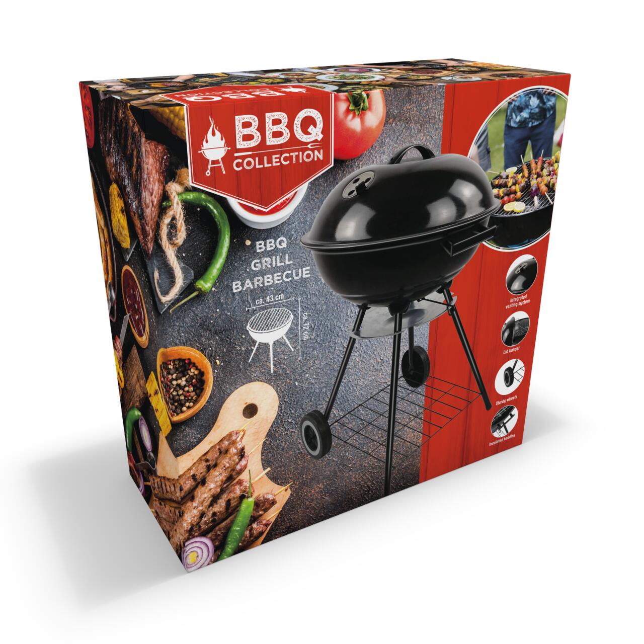 BBQ COLLECTION BARBECUE DEKSEL MET HANDVAT Ø43CM ROESTVRIJ STAAL - Tuincentrum Lopik