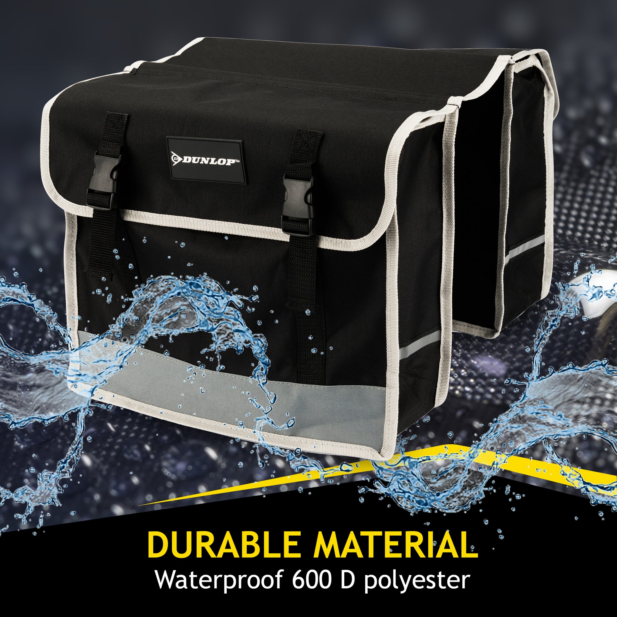 DUNLOP DUBBELE FIETSTAS - 2X 13 LITER - WATERDICHT - ZWART - Tuincentrum Lopik