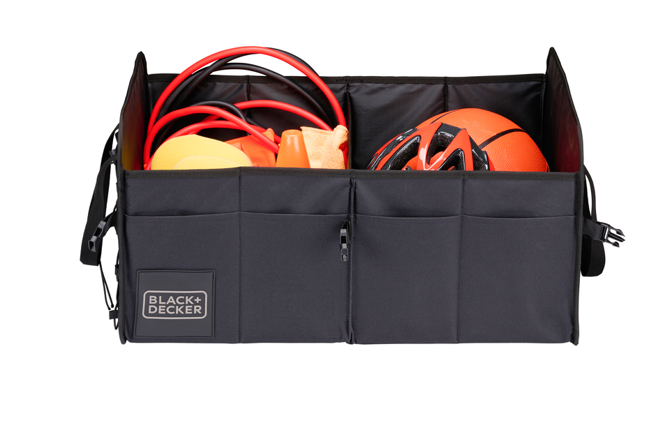 BLACK+DECKER KOFFERBAK ORGANIZER OPVOUWBAAR 59X36X30CM 2 VAKKEN ZWART - Tuincentrum Lopik