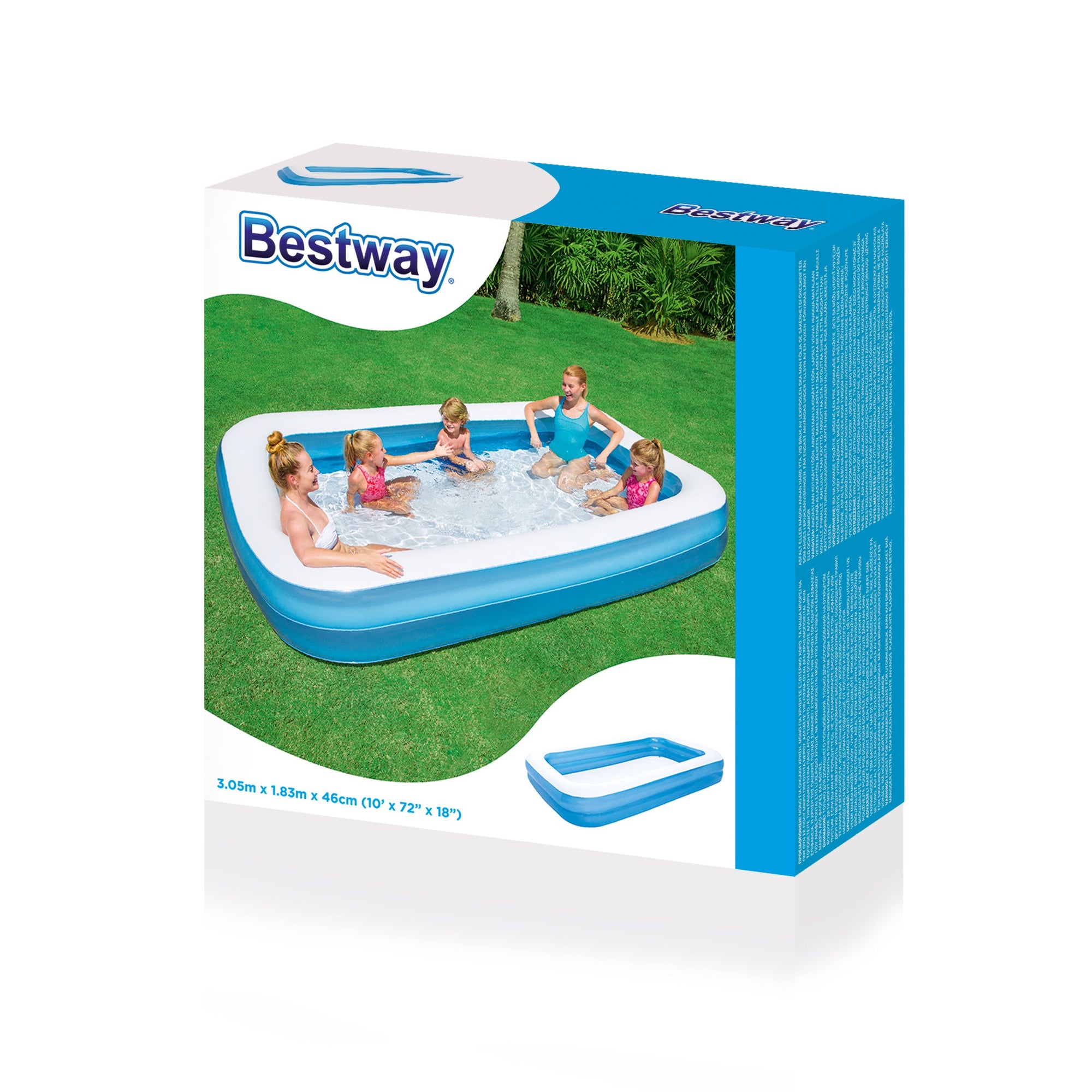BESTWAY POOL 305X183X46CM 2RING FAMILY - OPBLAASBAAR ZWEMBAD - Tuincentrum Lopik
