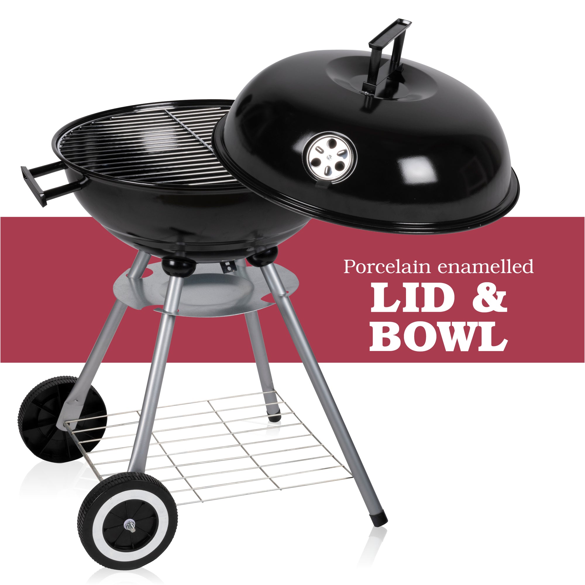 LONE STAR BARBECUE ROND Ø46CM MET DEKSEL ROESTVRIJ STAAL - Tuincentrum Lopik