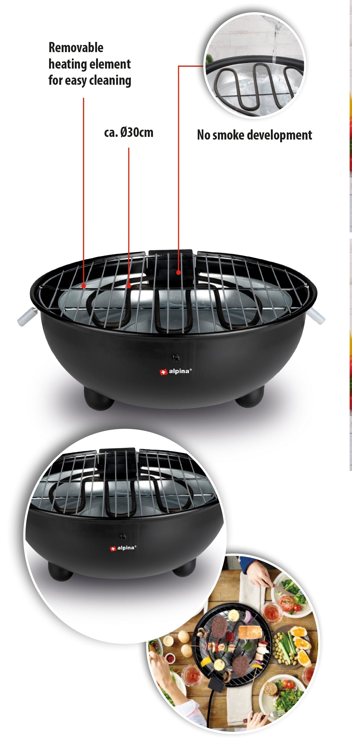 ALPINA ELEKTRISCHE TAFEL BARBECUE COMPACT EN GEBRUIKSVRIENDELIJK - Tuincentrum Lopik